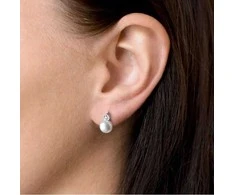 Evolution Group Jewelry set with zircons and pearls Pavona 29001.1 baltas (earrings, chain, pendant)