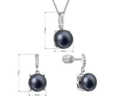 Evolution Group Pearl rinkinys su cirkoniais Pavona 29072.3B juodas (auskarai, grandinėlė, pakabukas)