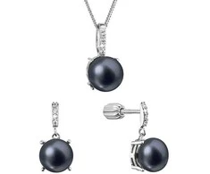 Evolution Group Pearl rinkinys su cirkoniais Pavona 29072.3B juodas (auskarai, grandinėlė, pakabukas)
