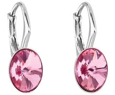 Evolution Group Rožiniai ovalūs auskarai su Swarovski kristalais 31276.3 rose