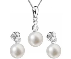 Evolution Group Sidabrinis jewelry set with genuine Pavona pearls 29035.1B (earrings, pakabukas, pendant)