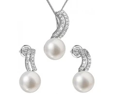 Evolution Group Sidabrinis jewelry set with genuine Pavona pearls 29037.1 (earrings, pakabukas, pendant)