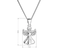 Evolution Group Sidabrinis angelo karoliai su Swarovski kristalu 32077.1