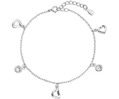 Evolution Group Sidabrinė apyrankė su Swarovski kristalais balta širdelė 33110.1
