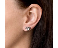 Evolution Group Sidabrinis auskarai su Swarovski baltas širdele 31259.1