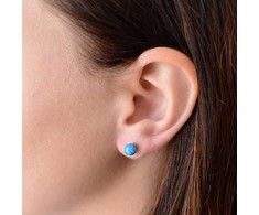 Evolution Group Sidabrinis earrings with mėlynas synthetic opals 11246.3 mėlynas