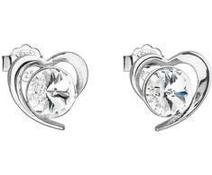 Evolution Group Sidabrinis auskarai su Swarovski baltas širdele 31259.1