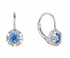 Evolution Group Sidabrinis girl´s earrings with zircons 11474.3 aqua