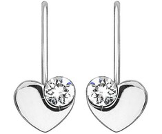 Evolution Group Sidabrinis širdies auskarai su Swarovski 31299.1 baltas