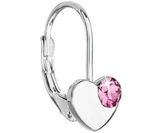 Evolution Group Sidabrinis širdies auskarai su Swarovski 31299.3 Rose