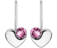 Evolution Group Sidabrinis širdies auskarai su Swarovski 31299.3 Rose