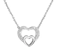 Evolution Group Sidabrinis heart pakabukas with Swarovski 32032.1