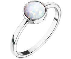 Evolution Group Sidabrinis ring with baltas opal 15001.1 baltas