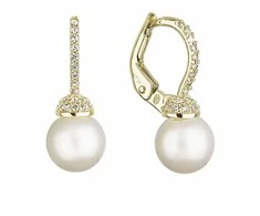 Evolution Group putojantis Geltona Gold Real Pearl Dangle auskarai 91P00022