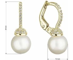 Evolution Group putojantis Geltona Gold Real Pearl Dangle auskarai 91P00022