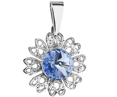 Evolution Group Žėrintis pakabukas su mėlynu Swarovski kristalu „Gėlė“ 54032.3 safyras