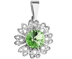 Evolution Group Žėrintis pakabukas su žaliu Swarovski kristalu „Gėlė“ 54032.3 peridotas