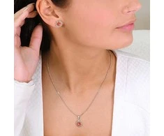 Evolution Group Žėrintis pakabukas su rožiniu Swarovski kristalu „Gėlė“ 54032.3 rožė