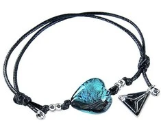 Išskirtinė Turquoise Heart apyrankė su grynu sidabru iš Lampglas BLH5 perlo
