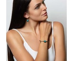 Išskirtinė Turquoise Heart apyrankė su grynu sidabru iš Lampglas BLH5 perlo