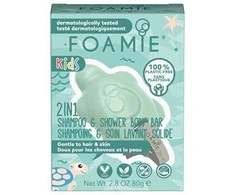 Kietasis prausiklis vaikams Foamie Kids 2 in 1 Shower Body Bar For Kids Turtelly Cool, tinka odai ir plaukams