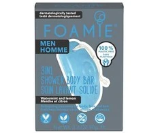 Kietasis prausiklis vyrams Foamie 3 in 1 Shower Body Bar For Men Seas the Day, su mėtomis ir citrina