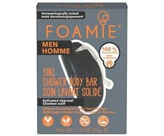 Kietasis prausiklis vyrams Foamie 3 in 1 Shower Body Bar For Men Dark, su aktyvinta anglimi