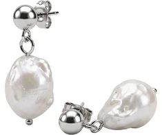 Furiosa Steel earrings with genuine baroque pearl Abyss SE-ABYSS-S