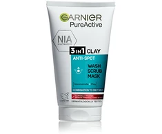 Garnier Pure Active 3in1 Clay Cleansing kreminis unisex, 150 ml