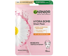 Garnier „Hydra Bomb“ raminamoji lakštinė kaukė su ramunėlių ekstraktu ir hialurono rūgštimi, 28 g