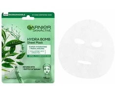 Garnier Hydra Bomb balansuojanti audinio kaukė su žaliosios arbatos ekstraktu ir hialurono rūgštimi 28g