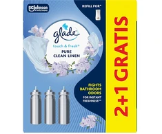 „Glade Touch &amp; Fresh Pure Clean Linen“ 2+1 oro gaiviklio papildymo rinkinys