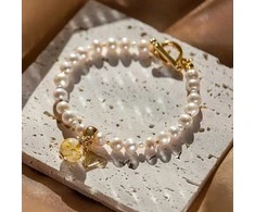 Golden Ball pearl bracelet with 24k auksinis in Lampglas BTB2 pearl