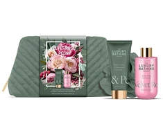 Grace Cole Body care gift set in a Kosmetinis krepšelis Rose &amp; Peony 3 pcs