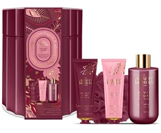 Grace Cole Dovanų rinkinys skardinėje dėžutėje „Velvet Plum &amp; Soft Suede“, 4 vnt.