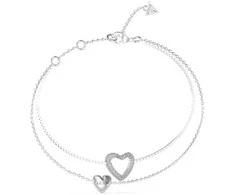 Guess Dviguba plieninė apyrankė su širdelėmis „Beloved“ JUBB05027JWRH