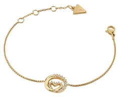 Guess Gold-plated bracelet with crystals Heart Iconique JUBB05527JWYG