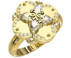 Guess Prabangus auksu padengtas žiedas su laukine gėle JUBR05506JWYG