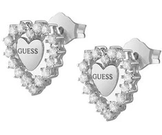 Guess Sidabriniai auskarai „Heart Jardin“ JSBE04458JWRHT/U
