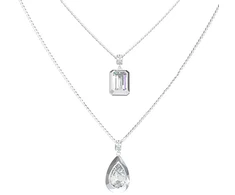 Guess Plieninis dvigubas vėrinys su kubiniu cirkoniu 4G Light JUBN05242JWRHT/U
