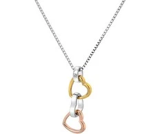 „Hot Diamonds Enamored“ trispalvis pakabukas Trio Triple Heart DP836 (grandinėlė, pakabukas)