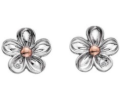 Hot Diamonds Sidabrinis gėlių auskarai su deimantais Forget me not DE618