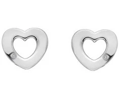 Hot Diamonds Sidabrinis širdies auskarai su tikrais deimantais Amulets DE616