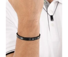 Hugo Boss Juodo plieno vyriška apyrankė „Brooks 1580804“