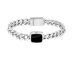 Hugo Boss Madinga plieno apyrankė su oniksu Odell 1580650