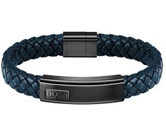 Hugo Boss tamsiai mėlyna odinė apyrankė Lander 1580179M