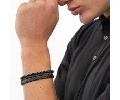 Hugo Boss Triple juodas bracelet for men Sphere 1580786