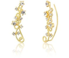 Jwl Luxury Pearls Gražūs auksiniu dengti ilgi auskarai su kristalais JL0740
