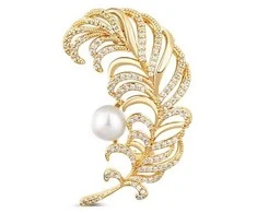 Jwl Luxury Pearls Graži auksu dengta plunksnų sagė JL0731
