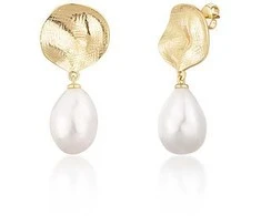 Jwl Luxury Pearls Gražūs paauksuoti auskarai su tikrais baroko perlais JL0724
